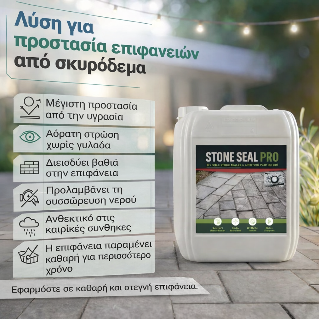Stone Seal Pro – 2 σε 1 εμποτισμός και υδροπροστασία | Προστασία από άλγη, βρύα, λειχήνες και μύκητες