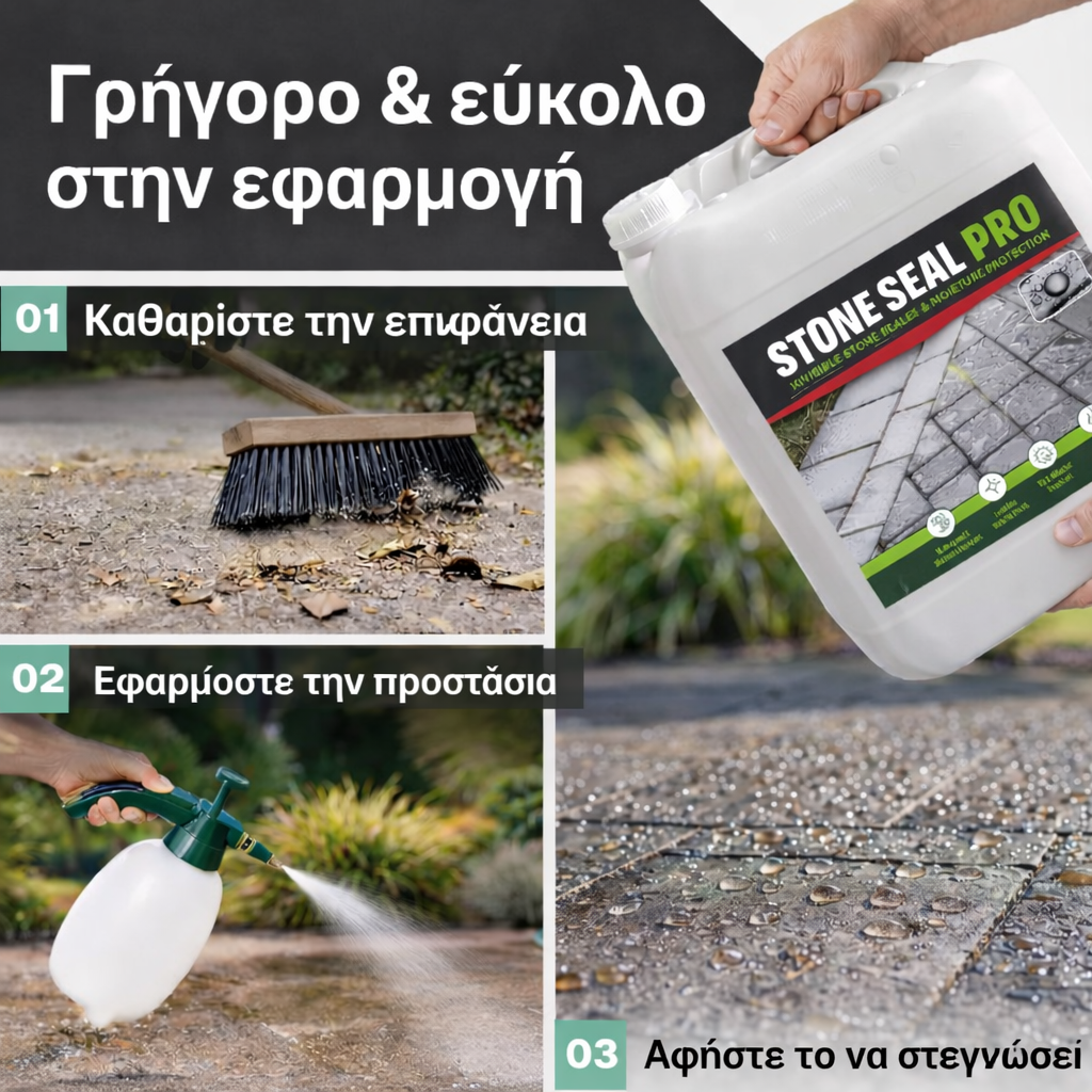Stone Seal Pro – 2 σε 1 εμποτισμός και υδροπροστασία | Προστασία από άλγη, βρύα, λειχήνες και μύκητες