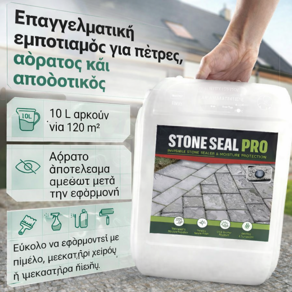 Stone Seal Pro – 2 σε 1 εμποτισμός και υδροπροστασία | Προστασία από άλγη, βρύα, λειχήνες και μύκητες