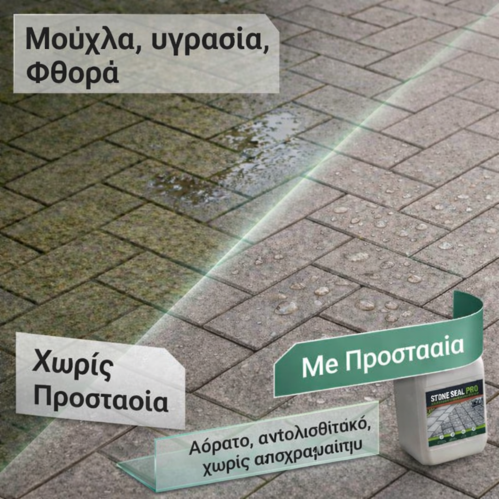 Stone Seal Pro – 2 σε 1 εμποτισμός και υδροπροστασία | Προστασία από άλγη, βρύα, λειχήνες και μύκητες
